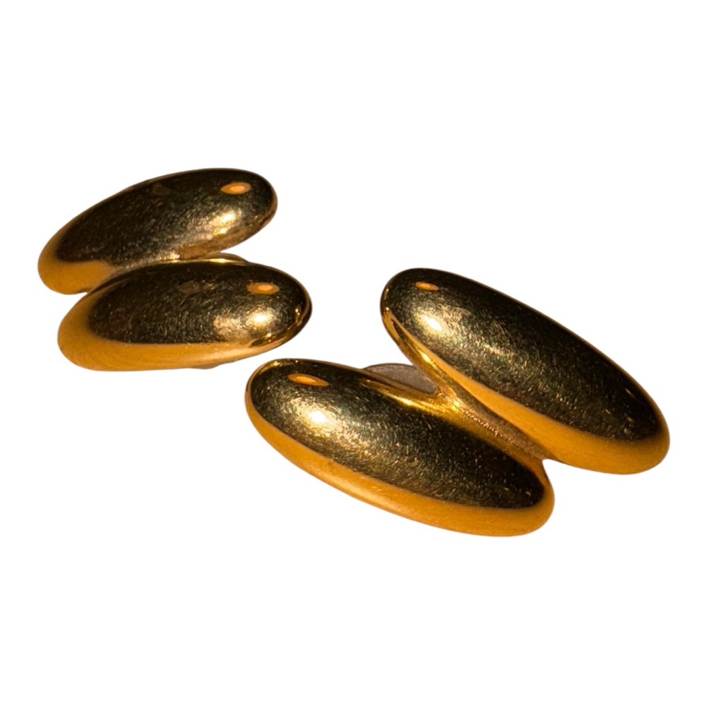 Givenchy Gold-Tone Double Oval Pierced Earrings Vintage Designer Statement JB9
